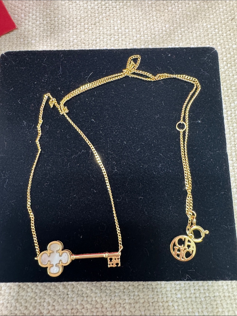 Carolina Herrera Gold Clover Key Pendant Necklace